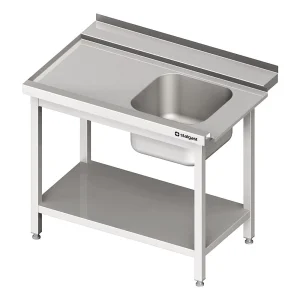 Stalgast Edelstahl Zulauftisch Mit Becken Auf 2 Beinen, 1000 Mm Breit, Anbauseite Links 19