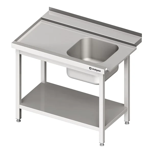 Stalgast Edelstahl Zulauftisch Mit Becken Auf 2 Beinen, 1000 Mm Breit, Anbauseite Links 8