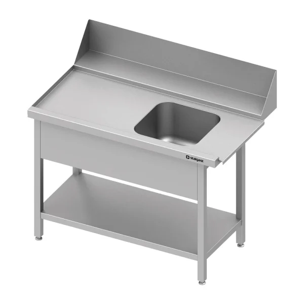 Stalgast Edelstahl Zulauftisch Mit Becken Und 20 Cm Aufkantung, 1000 Mm Breit, Anbauseite Links 3