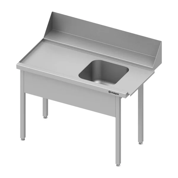 Stalgast Edelstahl Zulauftisch Mit Becken Und 20 Cm Aufkantung, 1000 Mm Breit, Anbauseite Links 5