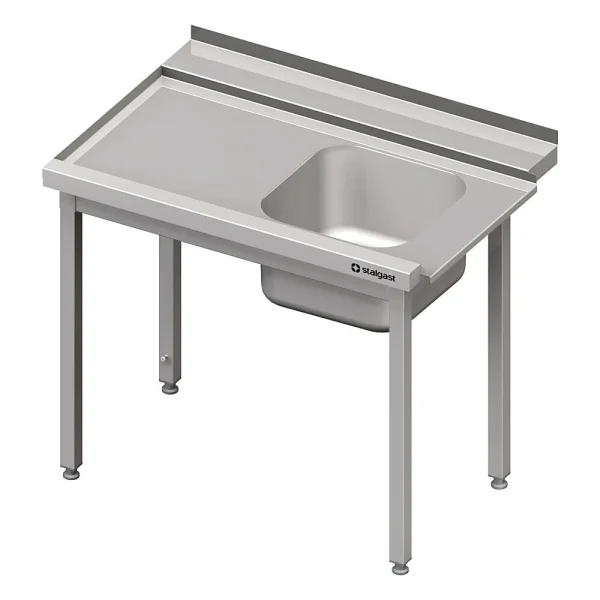 Stalgast Edelstahl Zulauftisch Mit Becken Auf 2 Beinen, 1000 Mm Breit, Anbauseite Links 4